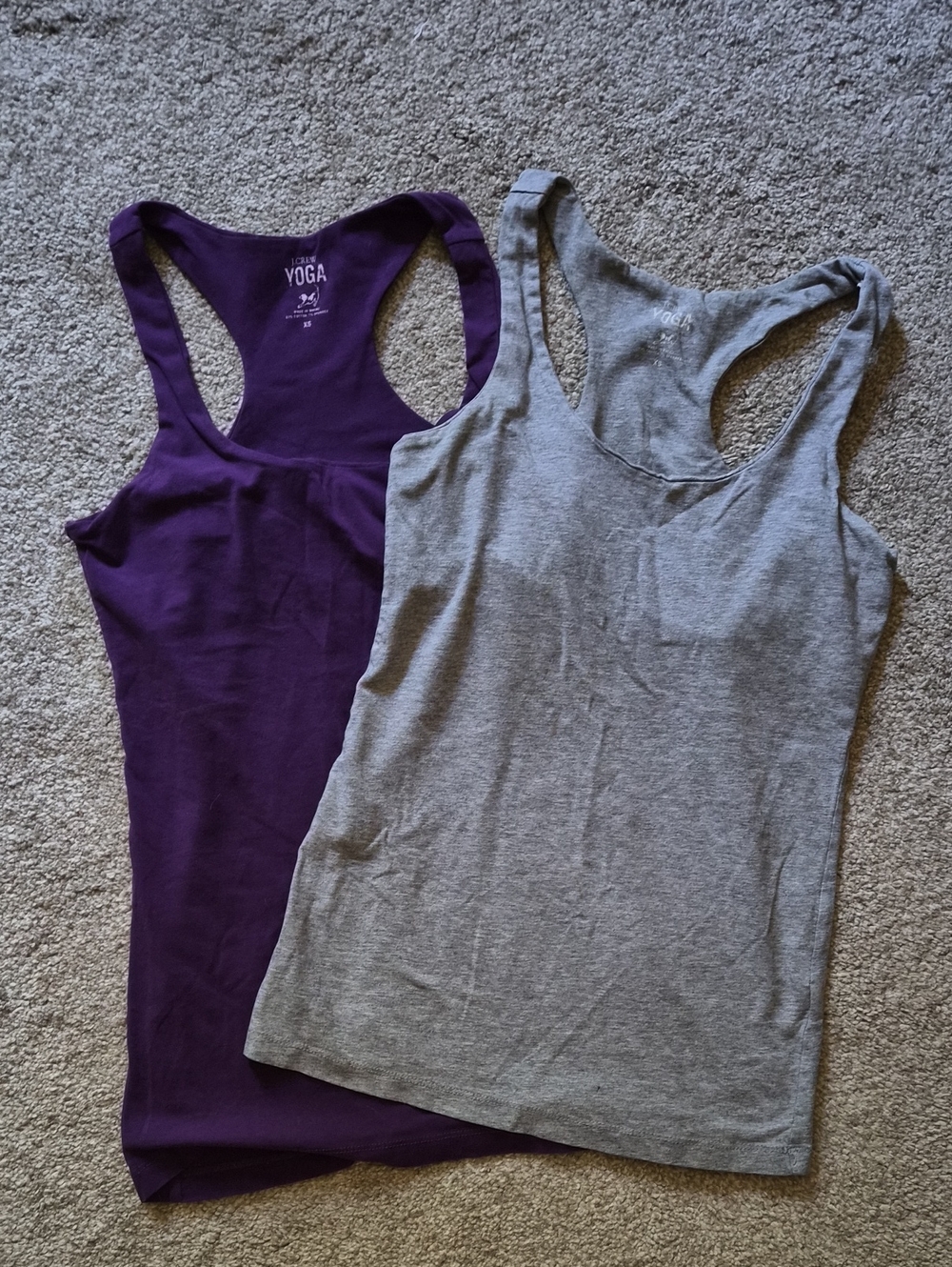 J. Crew Racerback Yoga Tank Tops in Purple and Gray XS